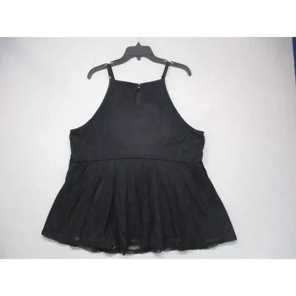 Torrid Black Lace Feminine Chic High Neckline Sleeveless Blouse Top Women Size 3 - Picture 10 of 12